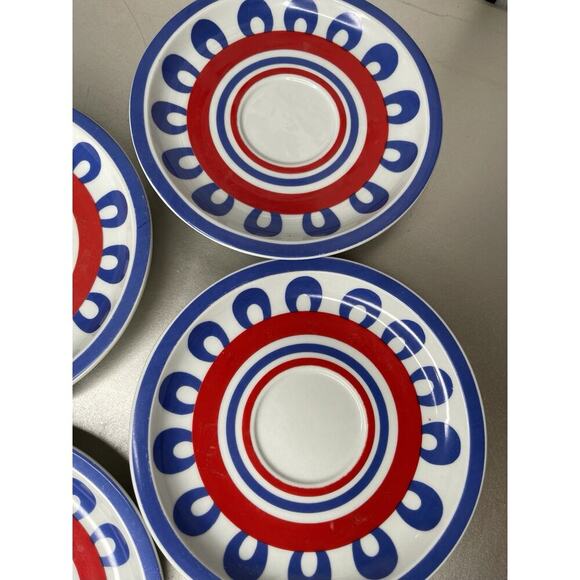 Lot Of 4 Hearthstone Block Vista Alegre Portugal Colorful Red Blue Saucer Plates - Picture 4 of 7